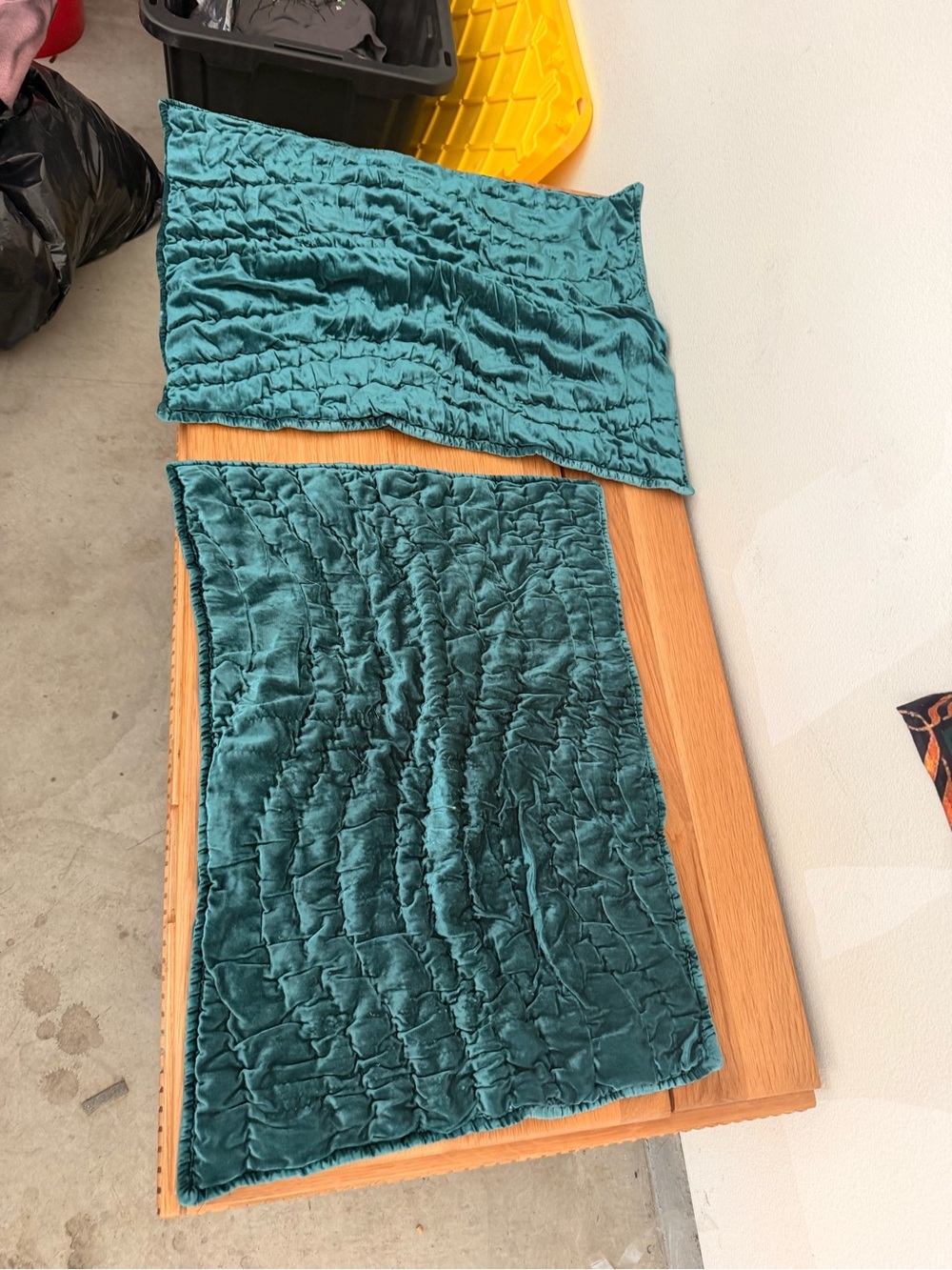 Teal Velvet Crinkle shams Set